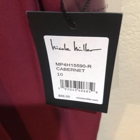 NWT Nicole Miller Cabernet Dress Pants w/Pockets Faux Pearl Belt Sparkle Bow-10 - Picture 11 of 12